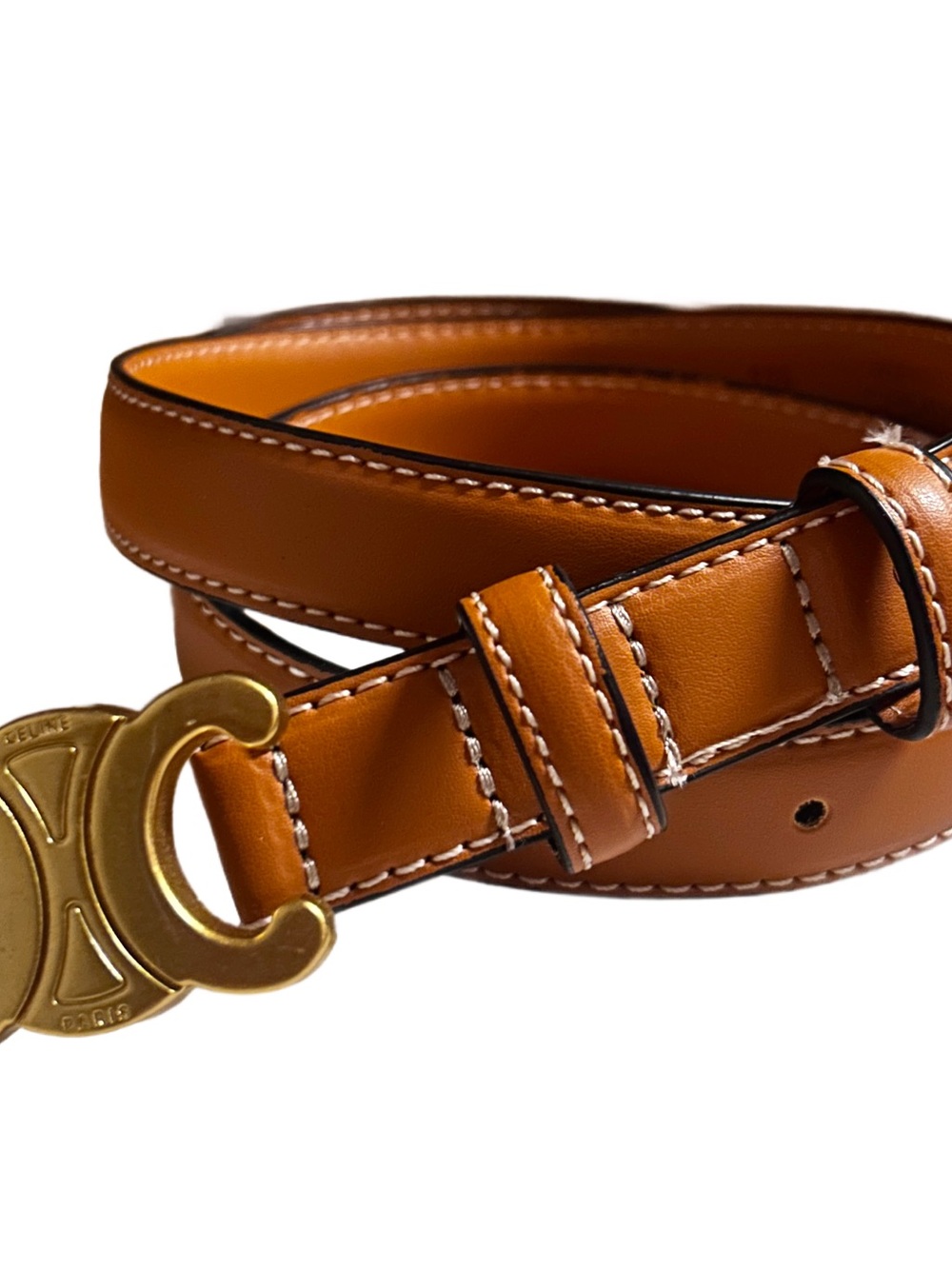 Celine Paris ~ Women’s Large (110) ~ Italy ~ Brown Leather W/ Gold Buckle Belt
